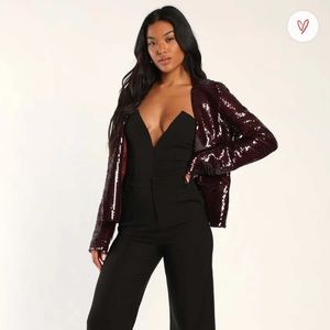 Lulu’s NWT NEVER WORN Sequin Burgundy Jacket Size L